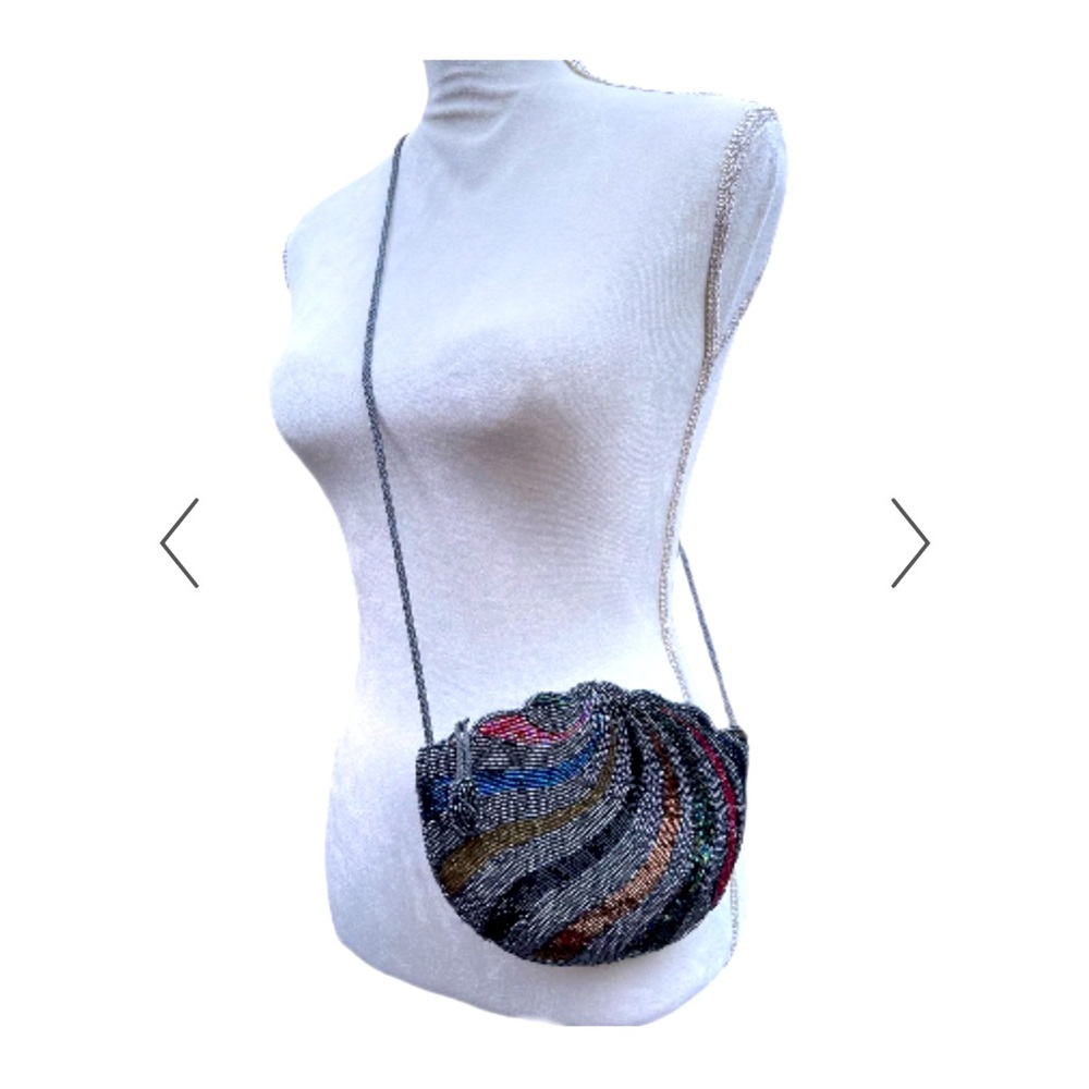 Vintage Carla Marchi Multicolor Glass Beaded Evening Purse